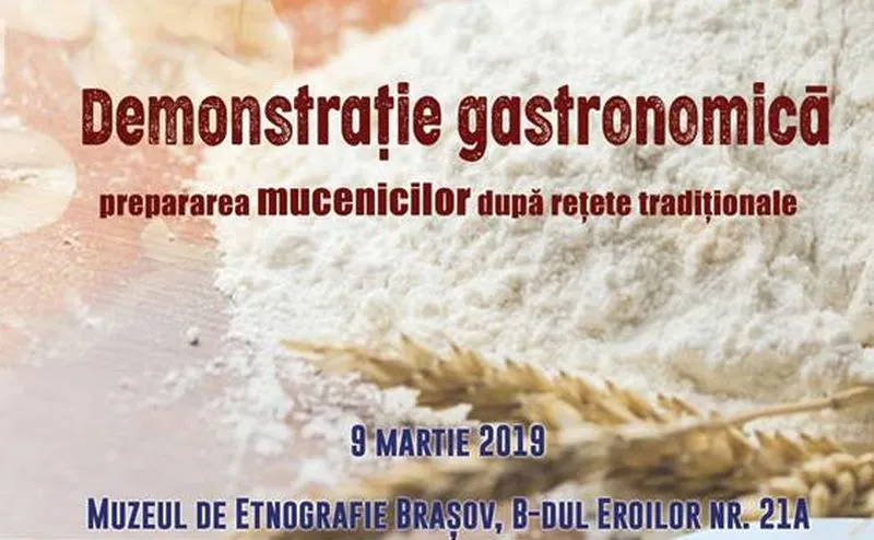 Prepararea mucenicilor, după rețete tradiționale, la muzeu