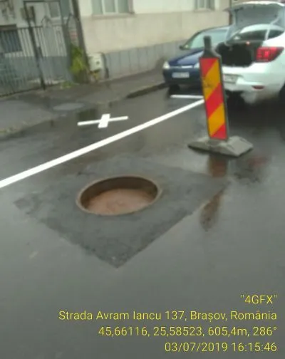 FOTO Canal descoperit, pe carosabil, în municipiul Brașov