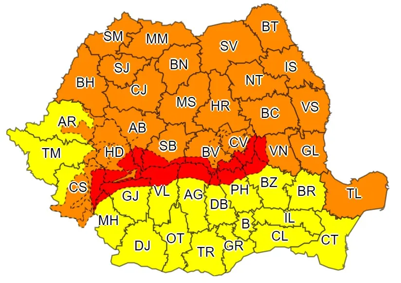 COD ROŞU de vânt puternic, la munte!