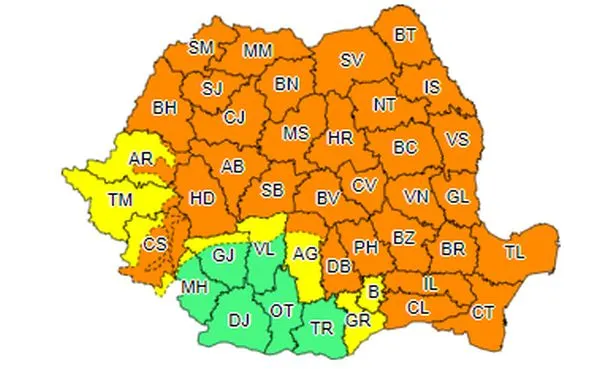 COD PORTOCALIU de vreme severă!