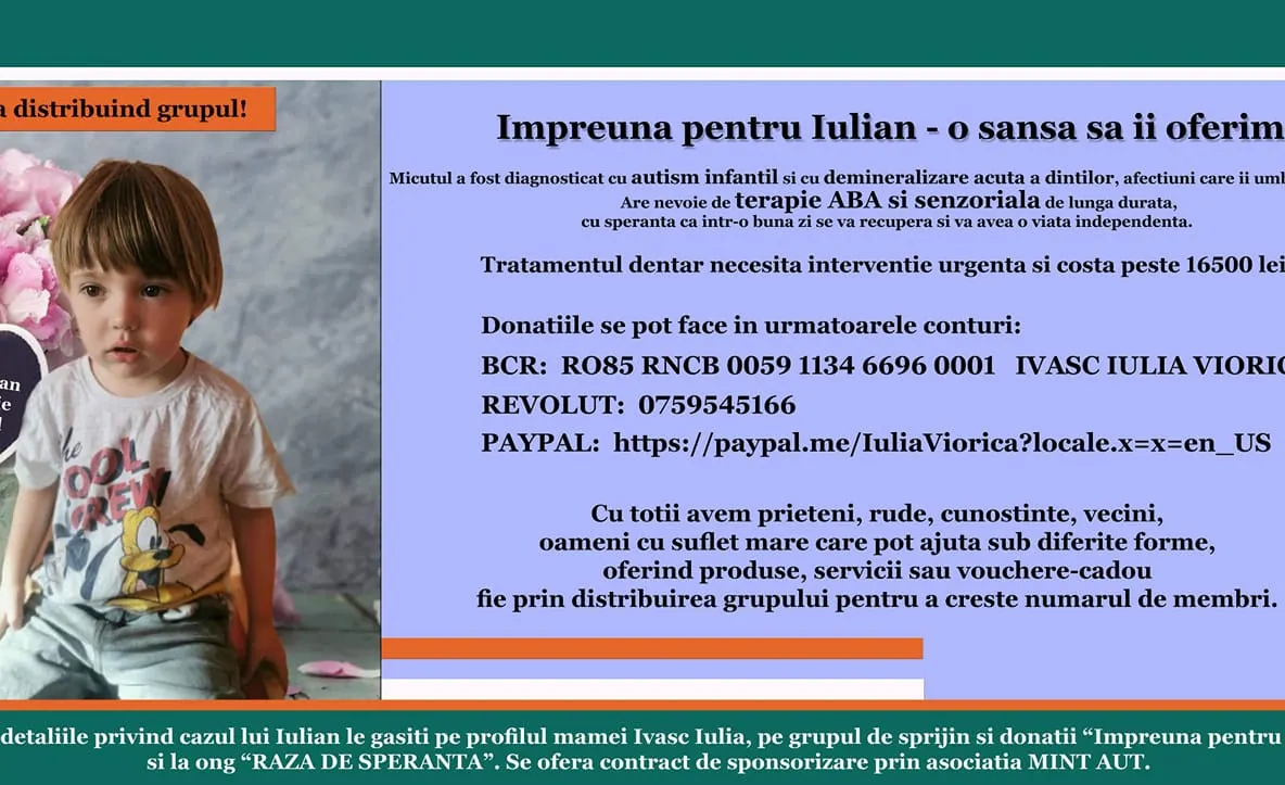 Să fim oameni! Iulian, un copilaș de câțiva anișori, are nevoie de ajutorul nostru!