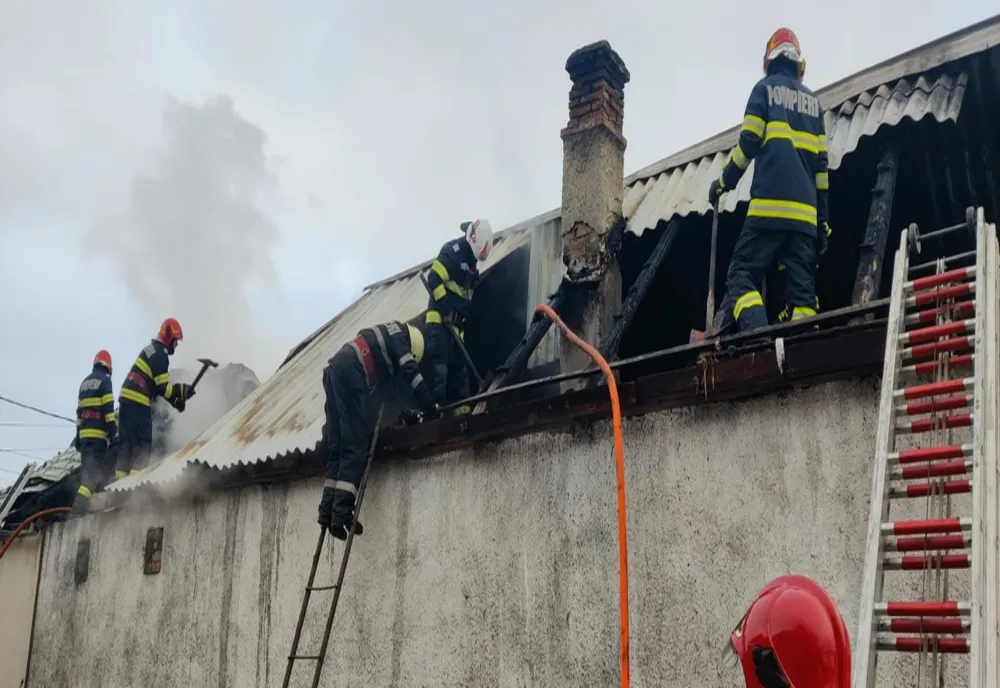 Pompierii au luptat 3 ore cu flăcările la Sânpetru