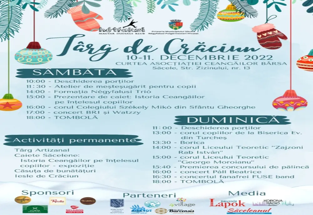 Târg de Crăciun, în acest weekend, la Săcele