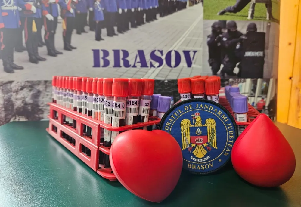 VIDEO Jandarmii brașoveni au donat aproape 50 de litri de sânge!