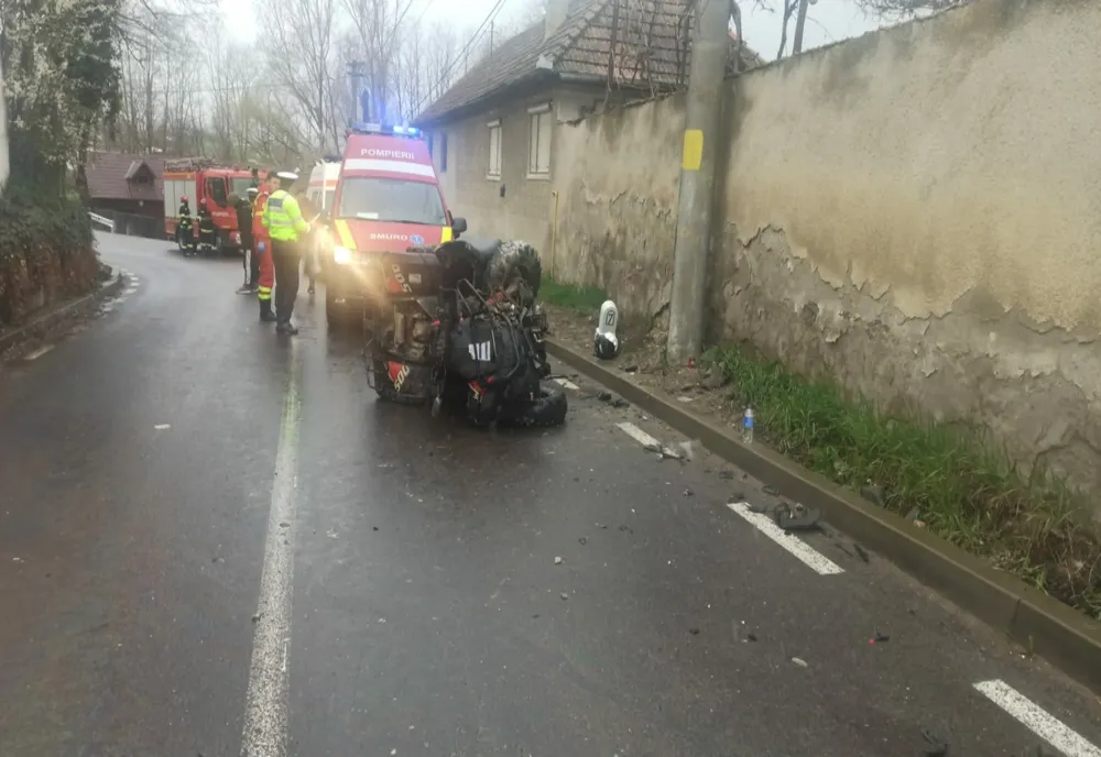 ATV răsturnat, între localitățile Viștea de Sus si Drăgu. O persoană a decedat!