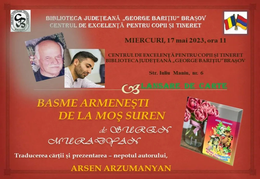 Basme armenești de la Moș Suren - lansare de carte la Biblioteca Județeană din Brașov