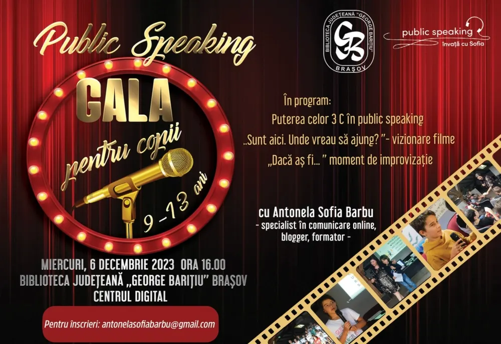 Eveniment inedit, pentru copii, la Brașov! Gală de public speaking la Biblioteca Județeană!