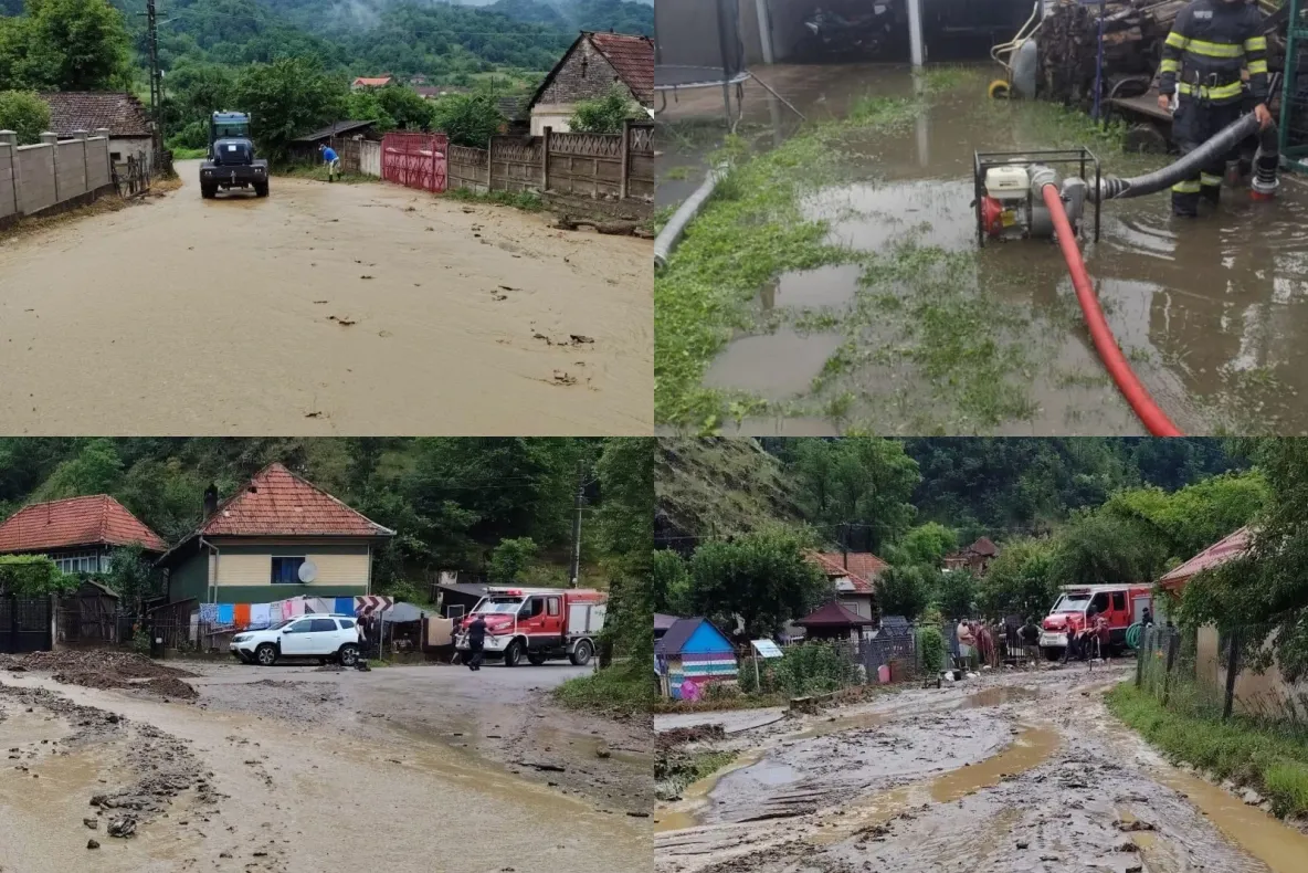 Furtuna a făcut prăpăd în județul Hunedoara. Gospodării inundate și copaci doborâți la pământ în urma vijeliilor