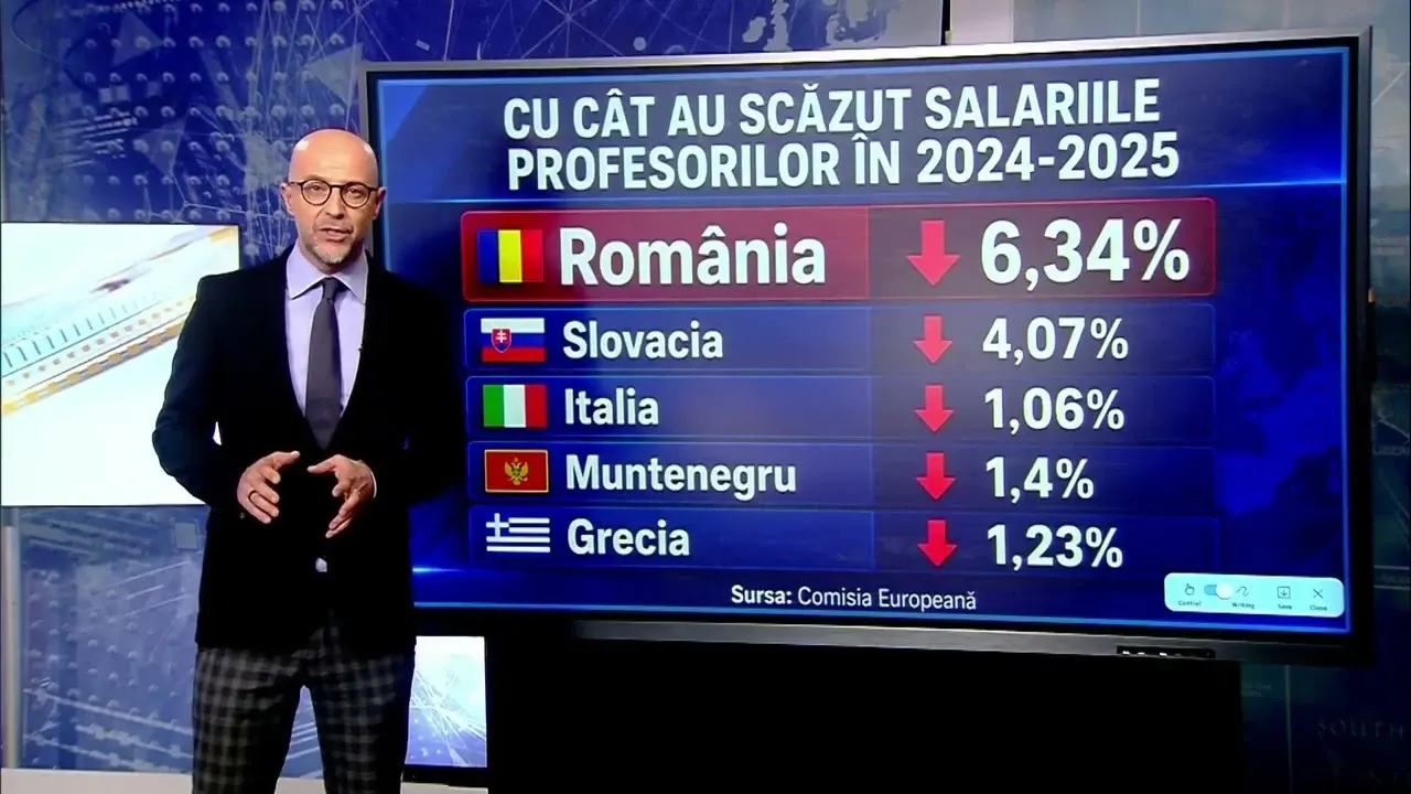  Salariile profesorilor români au scăzut cel mai mult din Europa
