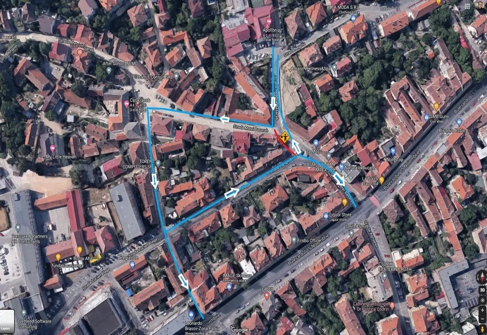 Trafic deviat, de mâine, pe o stradă din municipiul Braşov