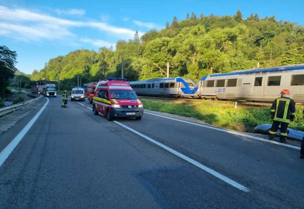 Autoturism răsturnat pe DN1