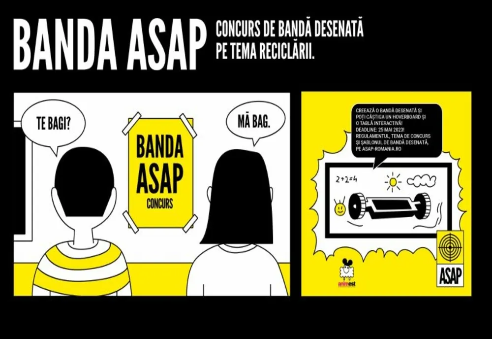 Concurs de benzi desenate pe tema reciclării, pentru elevii din Brașov, organizat de ASAP România, în parteneriat cu Animest
