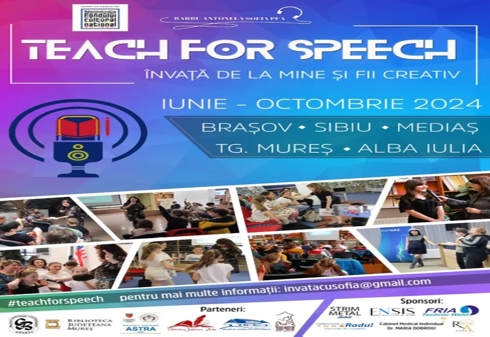 „TEACH FOR SPEECH – învață de la mine și fii creativ !” – un proiect pentru copii, în cinci orașe din Transilvania