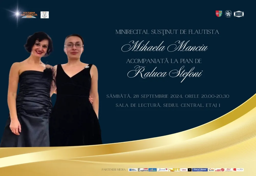 NOCTURNA BIBLIOTECILOR ADUCE UN MINIRECITAL DE FLAUT ŞI PIAN LA BIBLIOTECA JUDEȚEANĂ DIN BRAȘOV