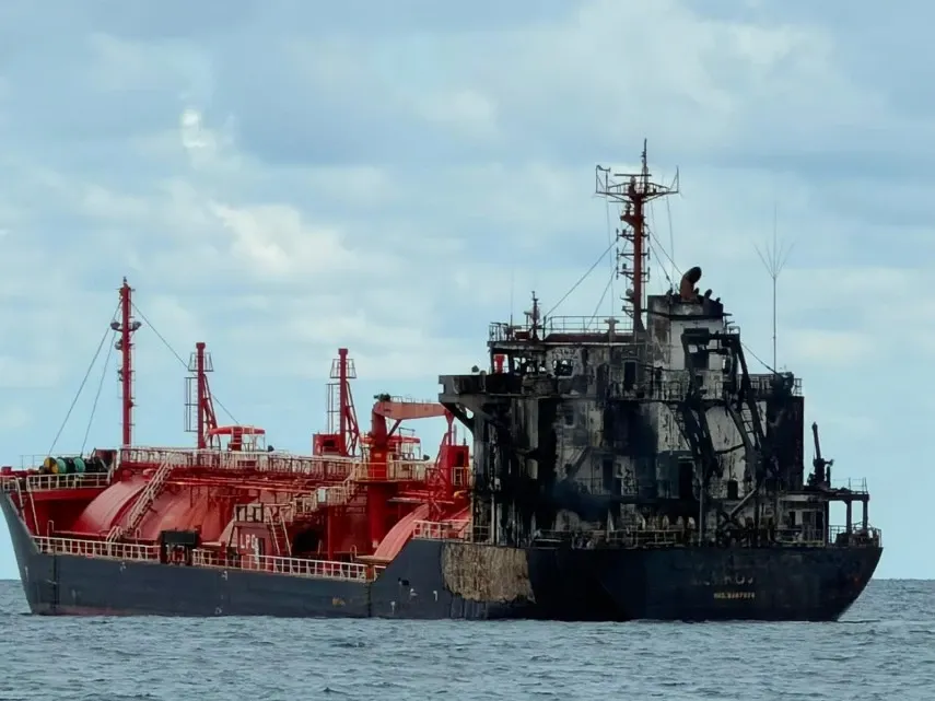 Petroleirul Gaz Lisbon după ce a fost avariat