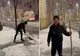 Emil Boc, show cu lopata în fața Primăriei Cluj-Napoca VIDEO