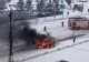 Incendiu violent pe o șosea din Giurgiu.  O mașină a fost mistuită de flăcări